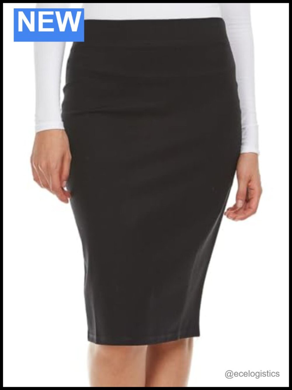 Women's Stretch Ponte Pencil Skirt Pull-On Elastic Waist Office Skirt